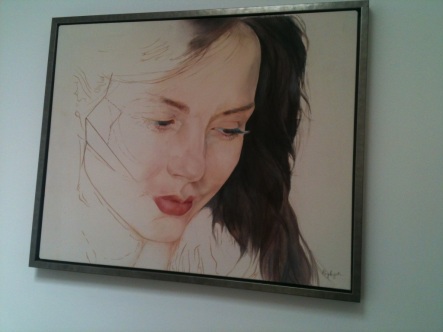 Painting of actress that hangs at Harley Street natural beauty clinic.